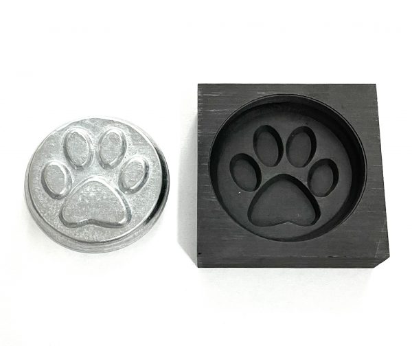 Paw print graphite mold and Coin